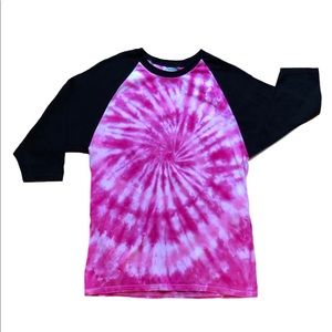 Pink Tie Dye Raglan Baseball Tee Shirt